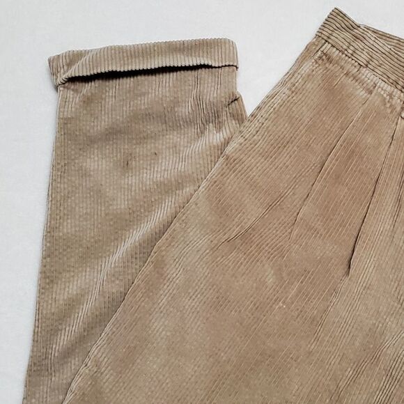 VINTAGE 1990s Dockers Corduroy Khaki Pleated Waist High Rise Cuffed Pants 12 - Picture 6 of 13